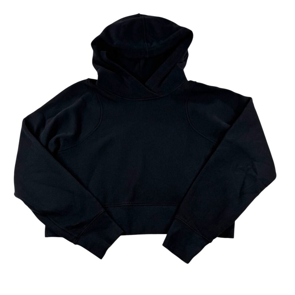 lululemon Loungeful Cropped Hoodie 4 Black Fleece Relaxed Sweatshirt Pullover